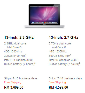 Apple MacBook Pro 2011 - Malaysian Pricing Starting at RM3699